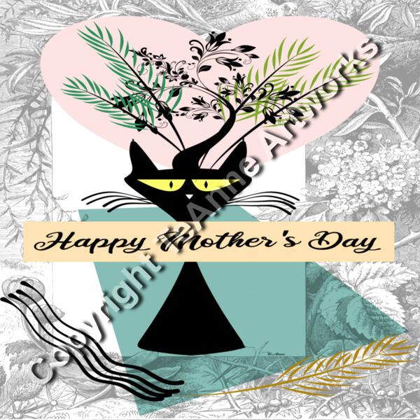    Crazy Abstract pastel Cat Art Happy Mothers Day  Thumbnail